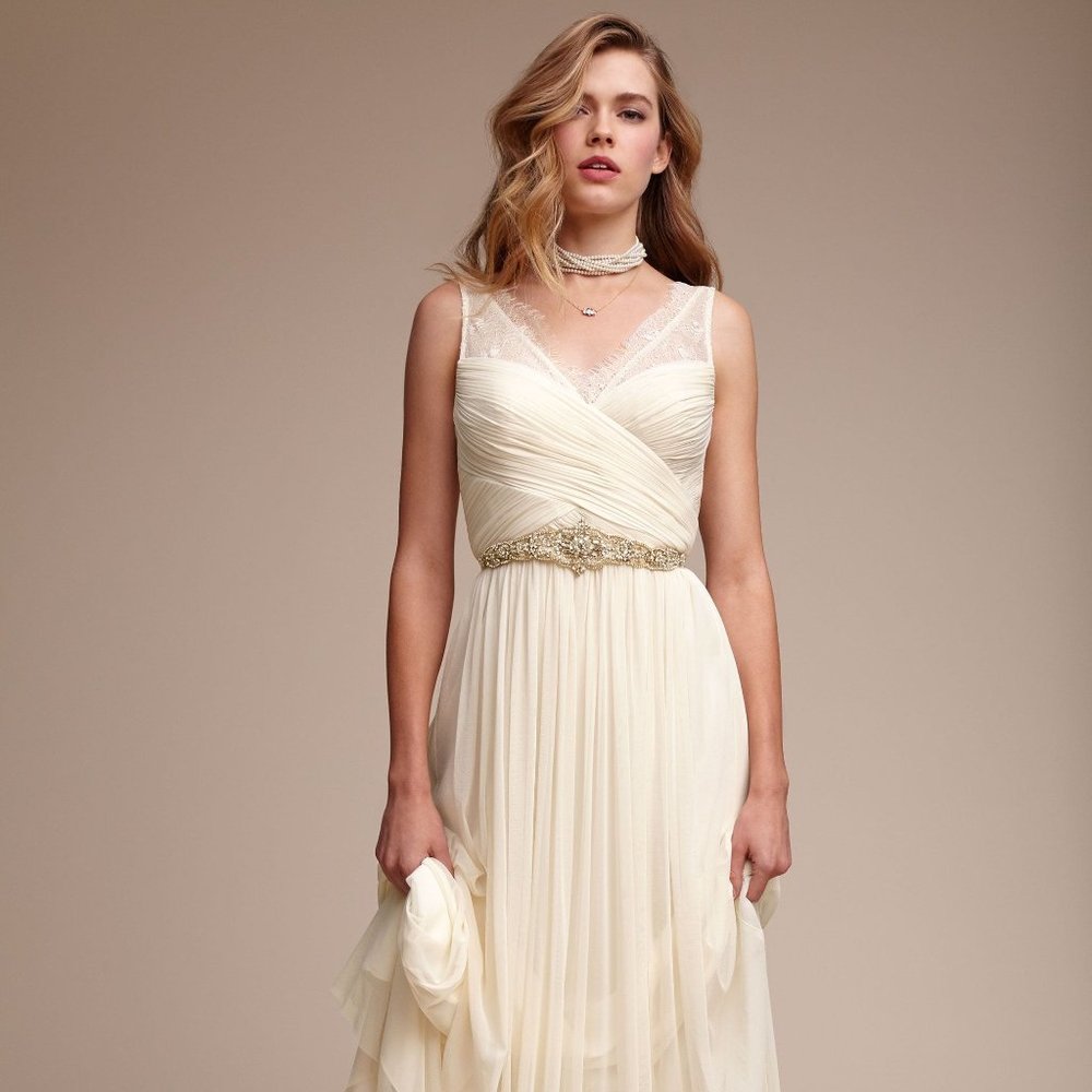 BHLDN Fleur Bridesmaid Wedding Gown Ivory dip dye